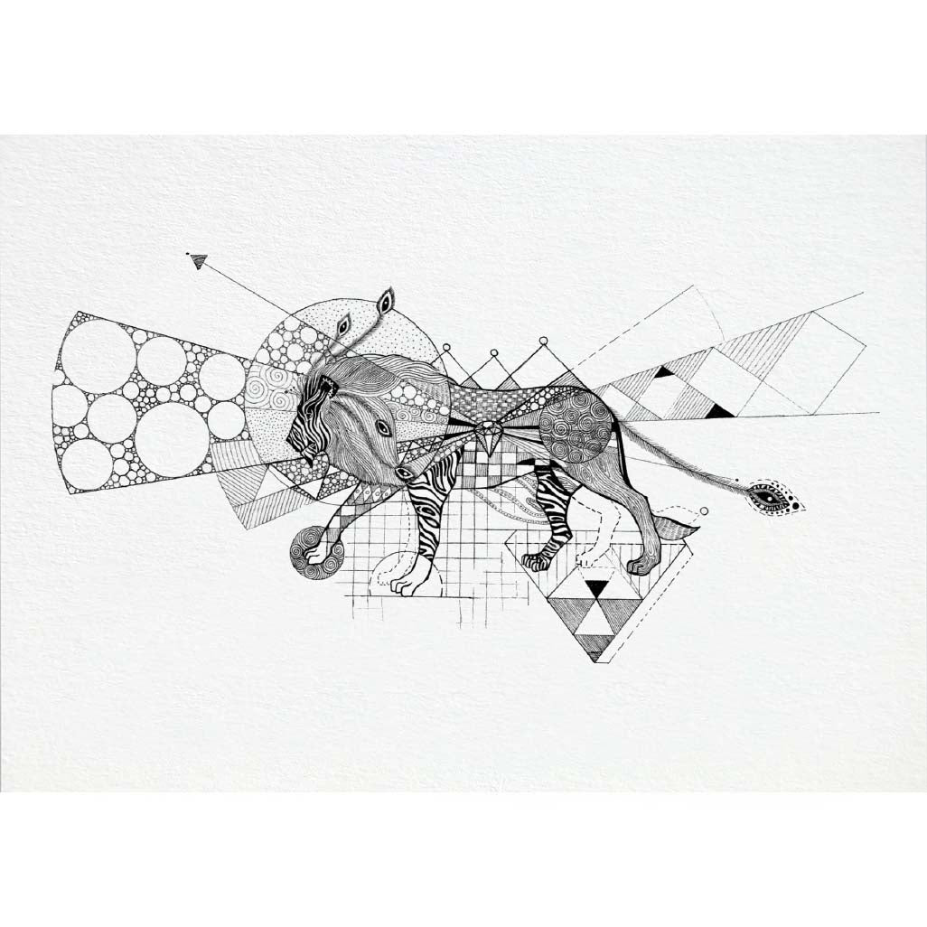 Postkarte Bambus Löwe