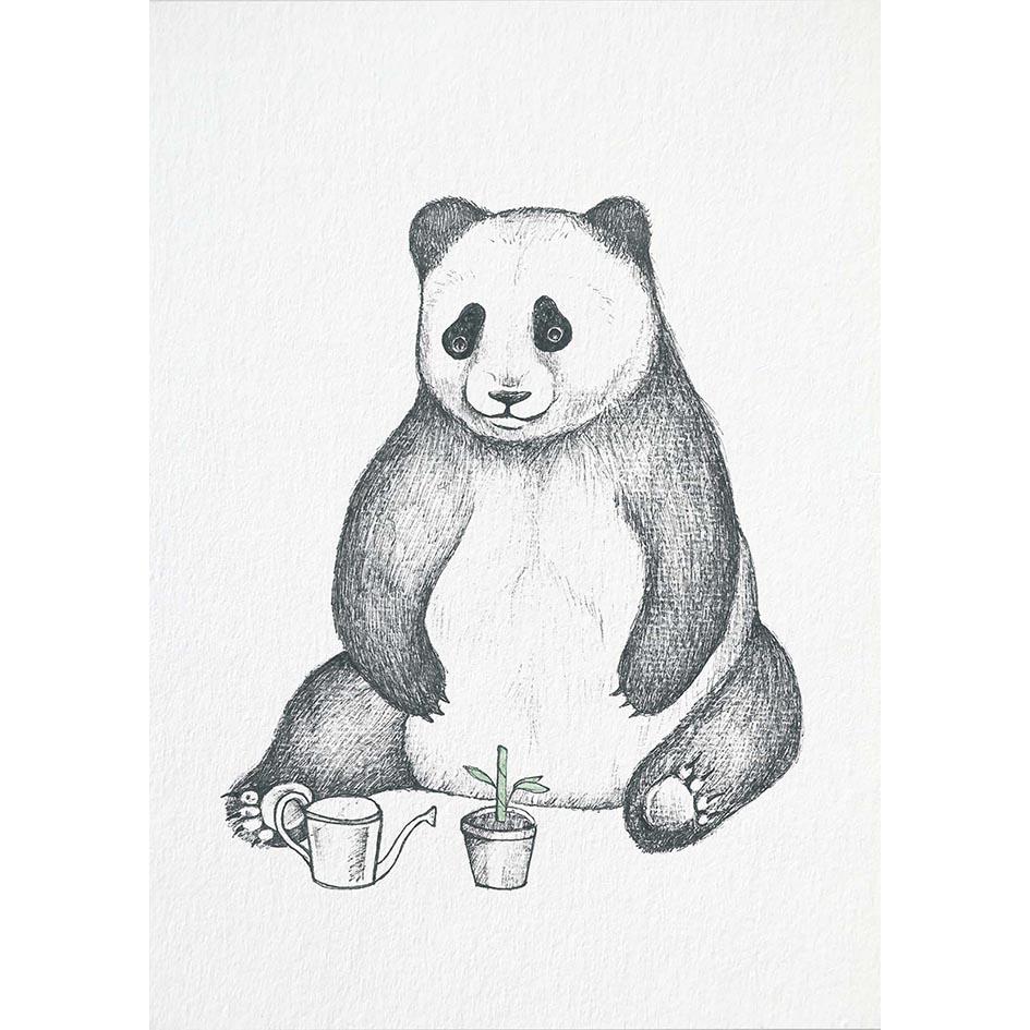 Postkarte Bambus Panda