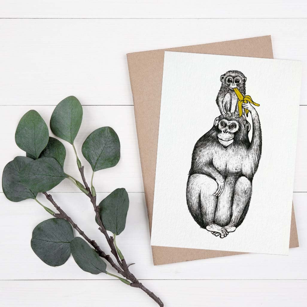Grußkarte Affen - Vatertag