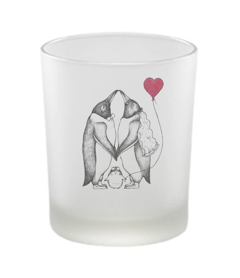 Windlicht Teelicht Pinguin Familie