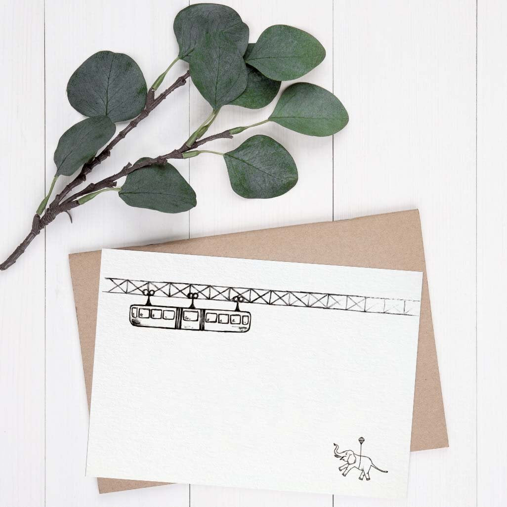 Grußkarte Tuffi - Schwebebahn - Wuppertal