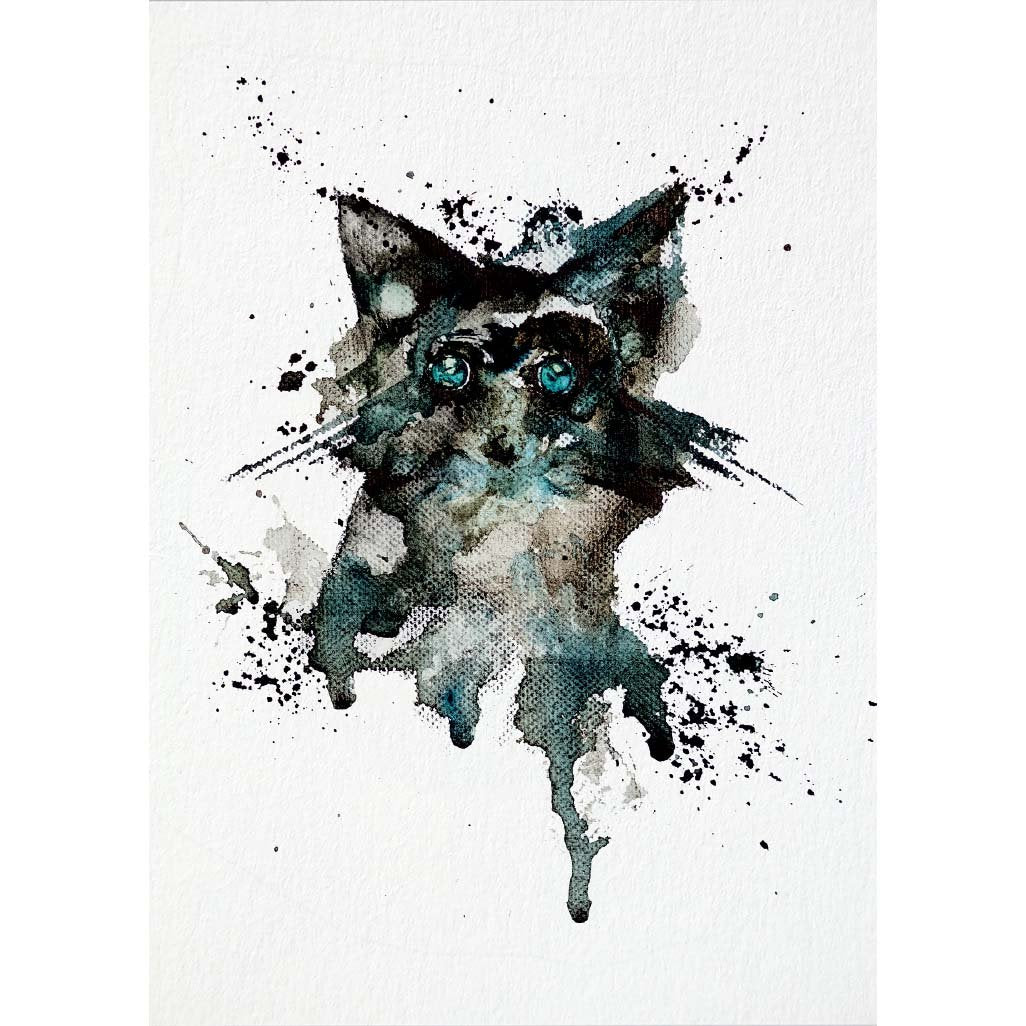 Postkarte Bambus Waschbär Portrait