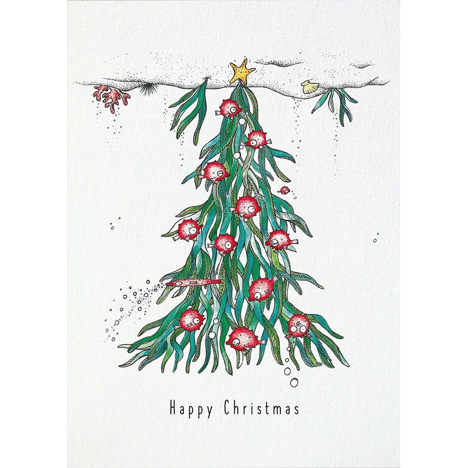 Postkarte Bambus Weihnachten unter Wasser