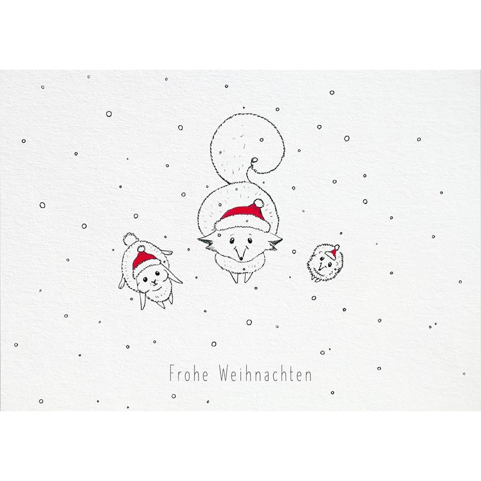 Postkarte Bambus Weihnachtstiere